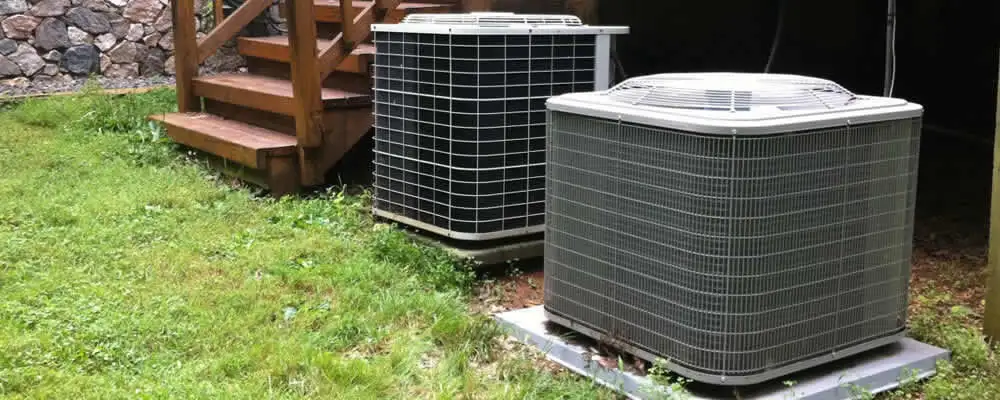 Heat pump installation and service units outside a home in Buffalo, NY